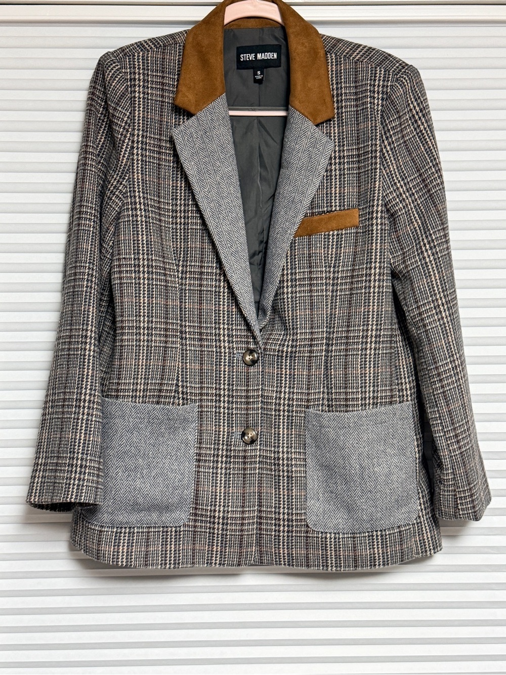 Steve Madden Plaid Boyfriend Blazer